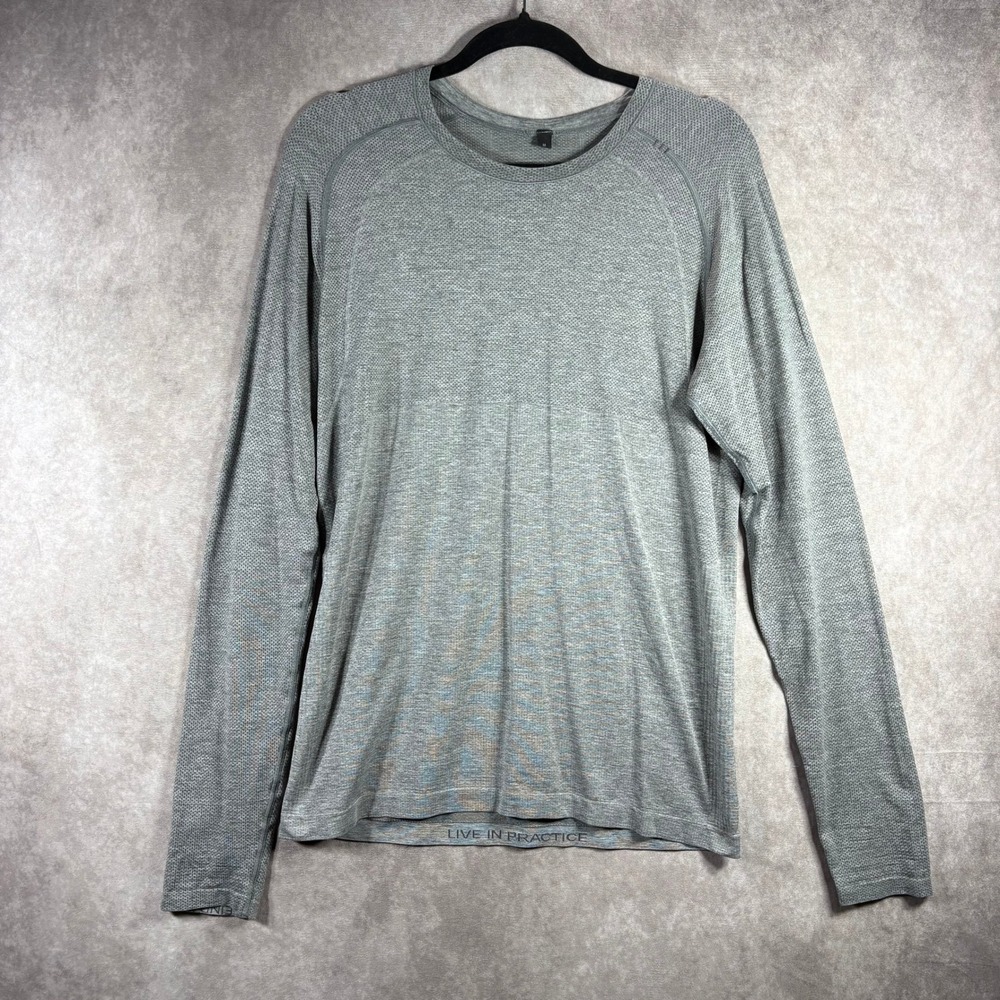 Lululemon‎ Shirt Mens Medium Grey Metal Vent Tech Long Sleeve Seamless Active